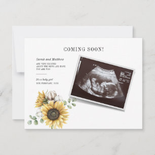 Anúncio de Bebê com Foto Floral de Girassol