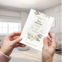 Anúncio de Bebê com Rosas Brancas