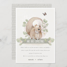 Anúncio de Bebê de Esquilo Floral de Lâmpada de Bo