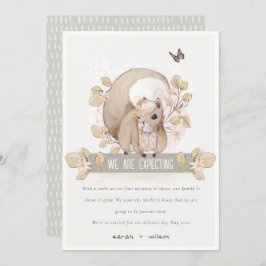 Anúncio de Bebê de Esquilo Floral de Lâmpada de Bo