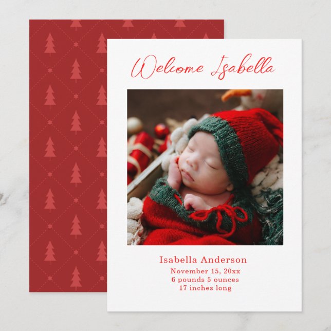Anúncio de Bebê de Natal (Frente/Verso)