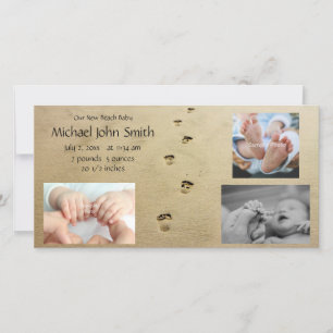 Anúncio de Bebê de Pegadas de Praia