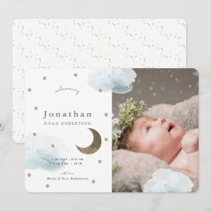 Anúncio de bebê do Photo Boy das Nuvens e Estrel