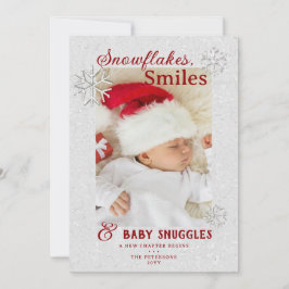 Anúncio de Bebê Férias Flocos de Neve com Brilho