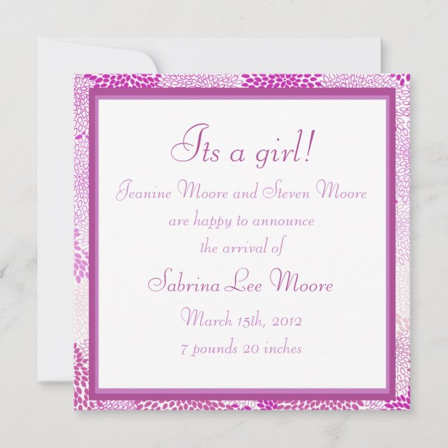 Anúncio de bebê (garota) (Frente)