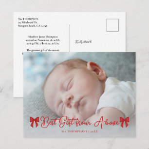 Anúncio de Bebê Laço Vermelho Foto Elegante Natal