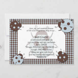 Anúncio de bebê Ladybug Blue e Brown
