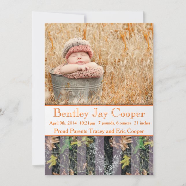 Anúncio de bebê laranja e camuflagem (Frente)