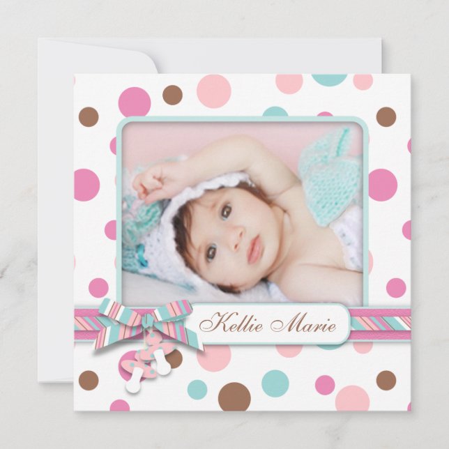 Anúncio de Bebê Menina com Bolinhas (Frente)