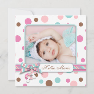 Anúncio de Bebê Menina com Bolinhas