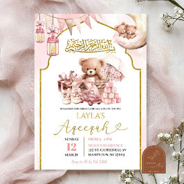Anúncio de Bebê Menina Islâmico Aqeeqah com Laço R