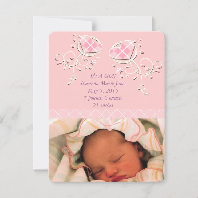 Anúncio de Bebê Menina Rosa Argyle Fofo (Frente)