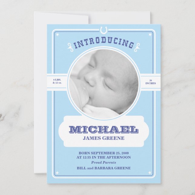 Anúncio de Bebê Menino no Estilo Western (Frente)