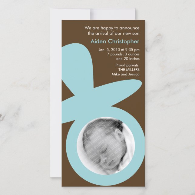 Anúncio de bebê moderno - Pacificador azul (Frente)