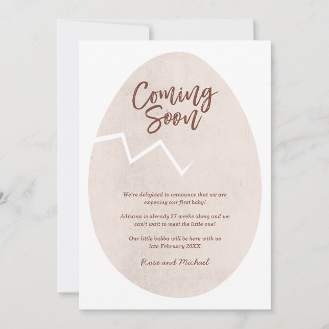 Anúncio de Bebê Ovo Quebrado Em Breve (Frente)