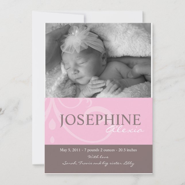 Anúncio de Bebê Rosa Ornament (Frente)