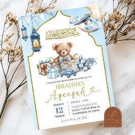 Anúncio de Bebê Urso Islâmico Aqeeqah com Laço Azu