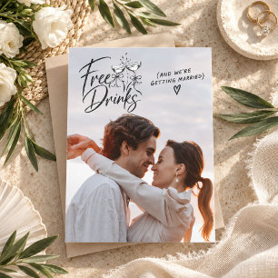 Anúncio de Bebidas Grátis no Casamento Foto Save t