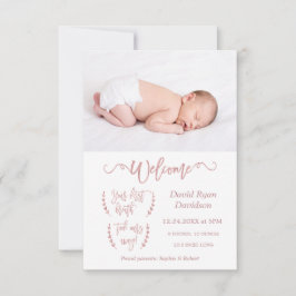 Anúncio de Boas-vindas ao Bebê Foto do rosa Dourad