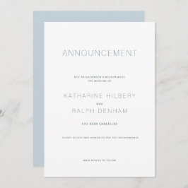 Anúncio de Cancelamento de Casamento Branco e Azul