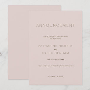 Anúncio de cancelamento de casamento rosa moderno
