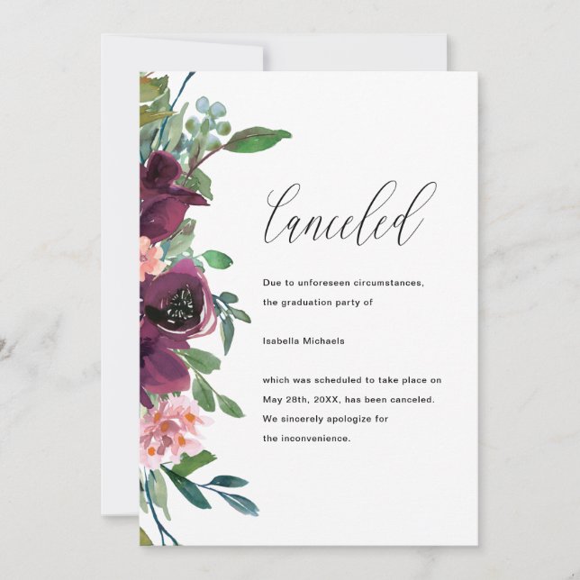 Anúncio de Cancelamento de Festa de formatura Flor (Frente)