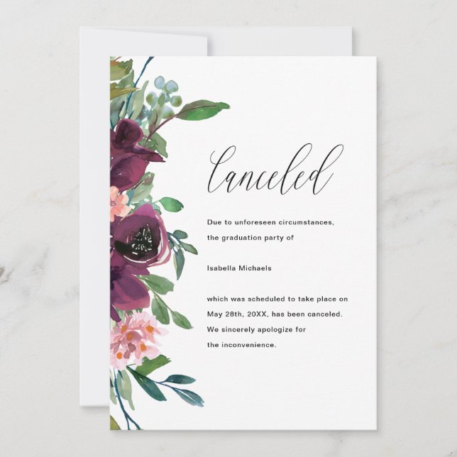 Anúncio de Cancelamento de Festa de formatura Flor (Frente)