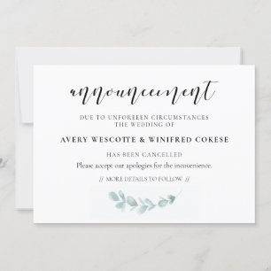 Anúncio de cancelamento de verde de água