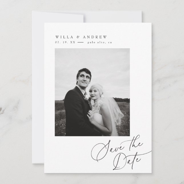 Anúncio de Cartão de Foto de Salvar a Data com Scr (Frente)