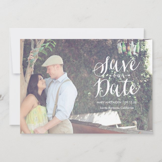 Anúncio de Cartão de Foto de Save-the-Date Roteiri (Frente)