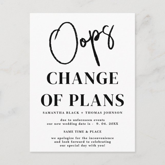 Anúncio de Cartão Postal de Atraso de Data de Casa (Frente)