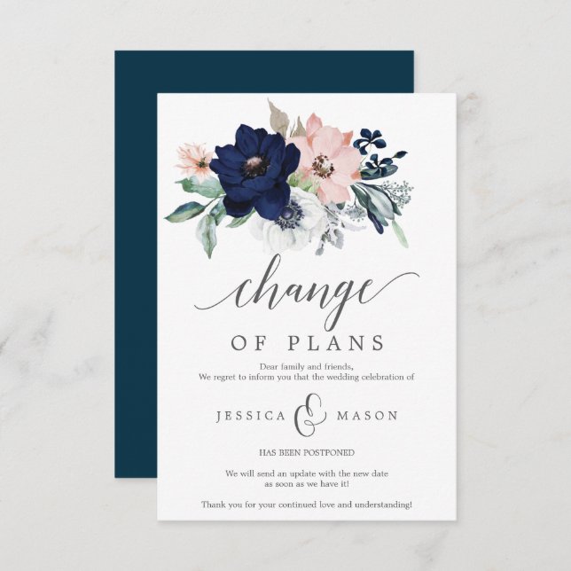 Anúncio de casamento adiado - Cancelamento (Frente/Verso)