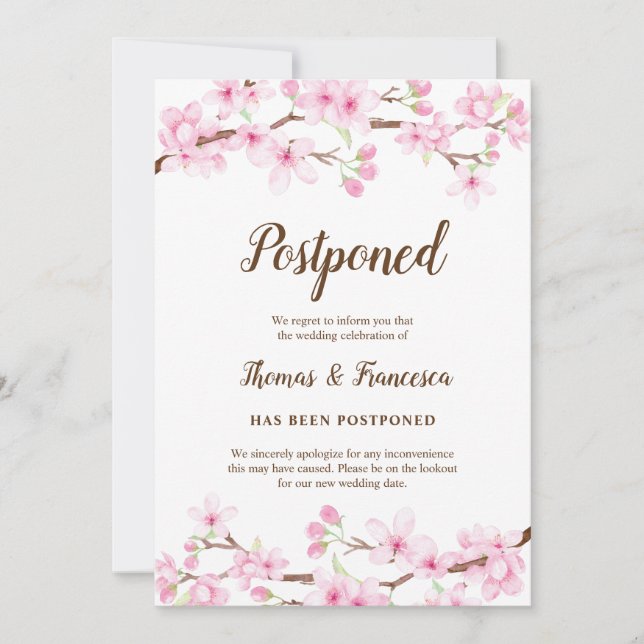Anúncio de Casamento Adiado com Flor de Cerejeira (Frente)