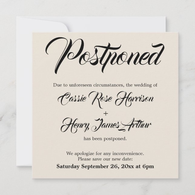 Anúncio de casamento adiado elaborado pela Cream (Frente)