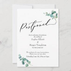 Anúncio de Casamento Adiado Elegante de Eucalipto
