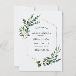 Anúncio de Casamento Adiado em Moldura de Folhagem