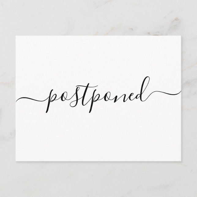 Anúncio de Casamento Adiado Moderno em Cartão-Post (Frente)