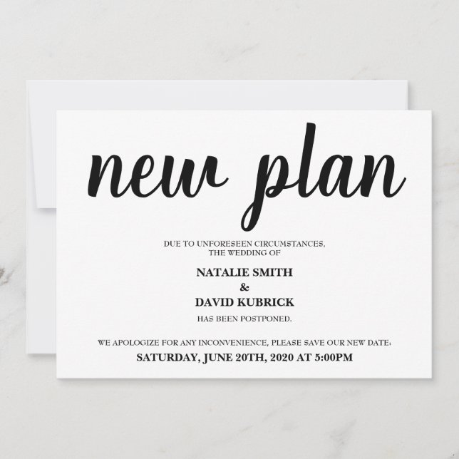 Anúncio de Casamento Adiado Mudar a Data (Frente)