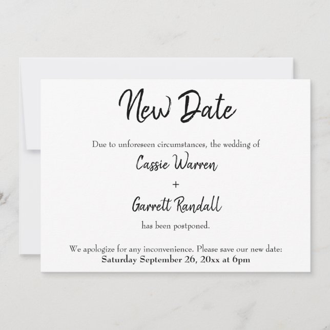 Anúncio de casamento adiado "Nova data" (Frente)