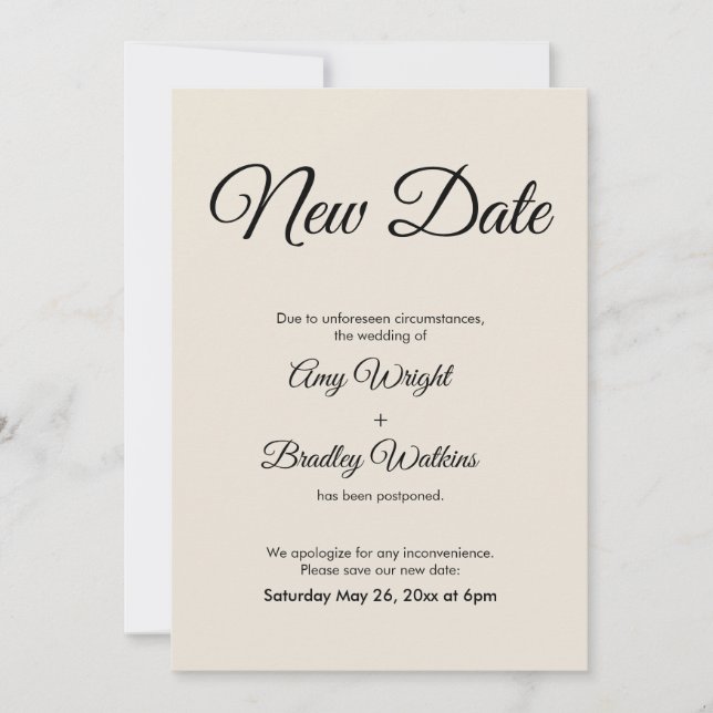 Anúncio de casamento adiado para nova data creme (Frente)