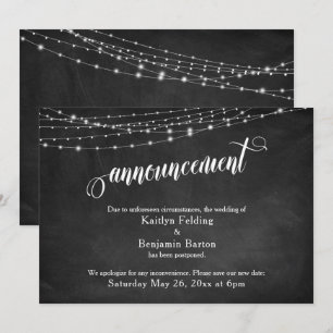Anúncio de casamento adiado para painéis e luzes