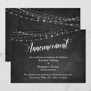 Anúncio de casamento adiado para painéis e luzes