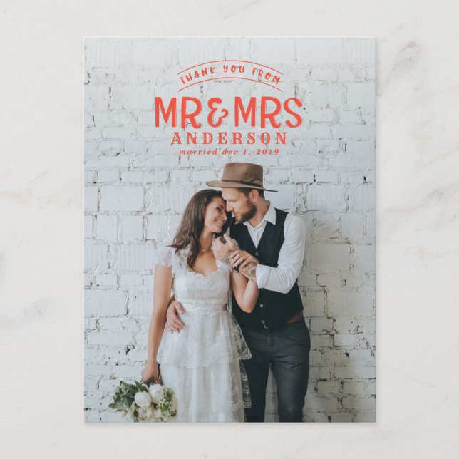 Anúncio de casamento agradecimento foto rústica (Frente)