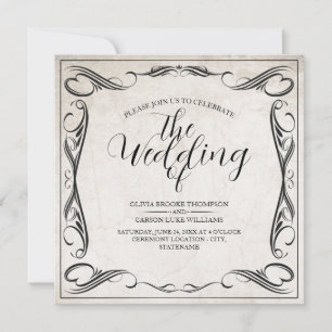 Anúncio de casamento Art Déco Preto Vintage