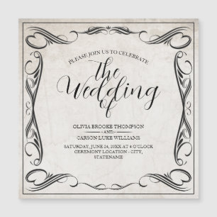 Anúncio de casamento Art Déco Preto Vintage