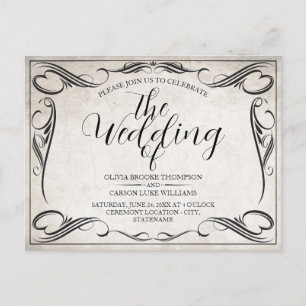 Anúncio de casamento Art Déco Preto Vintage