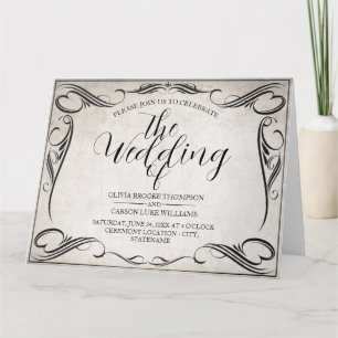 Anúncio de casamento Art Déco Preto Vintage