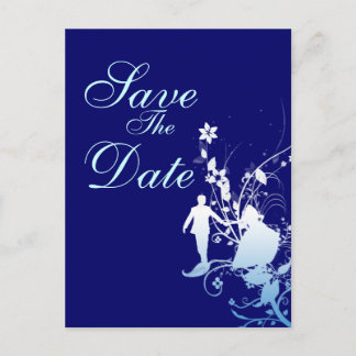 Anúncio de casamento azul para data de reserva