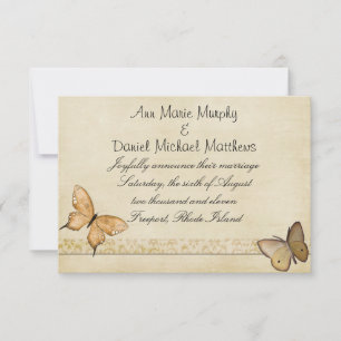 Anúncio de Casamento Borboleta Creme Vintage