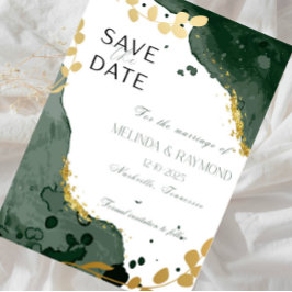 Anúncio de Casamento Botânico Verde Luxuoso